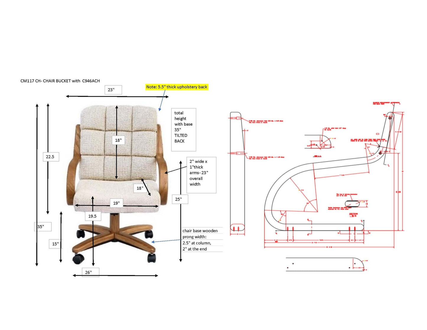 Chromcraft C117-946 and T824-466 7PC Laminate Table Dinette Set