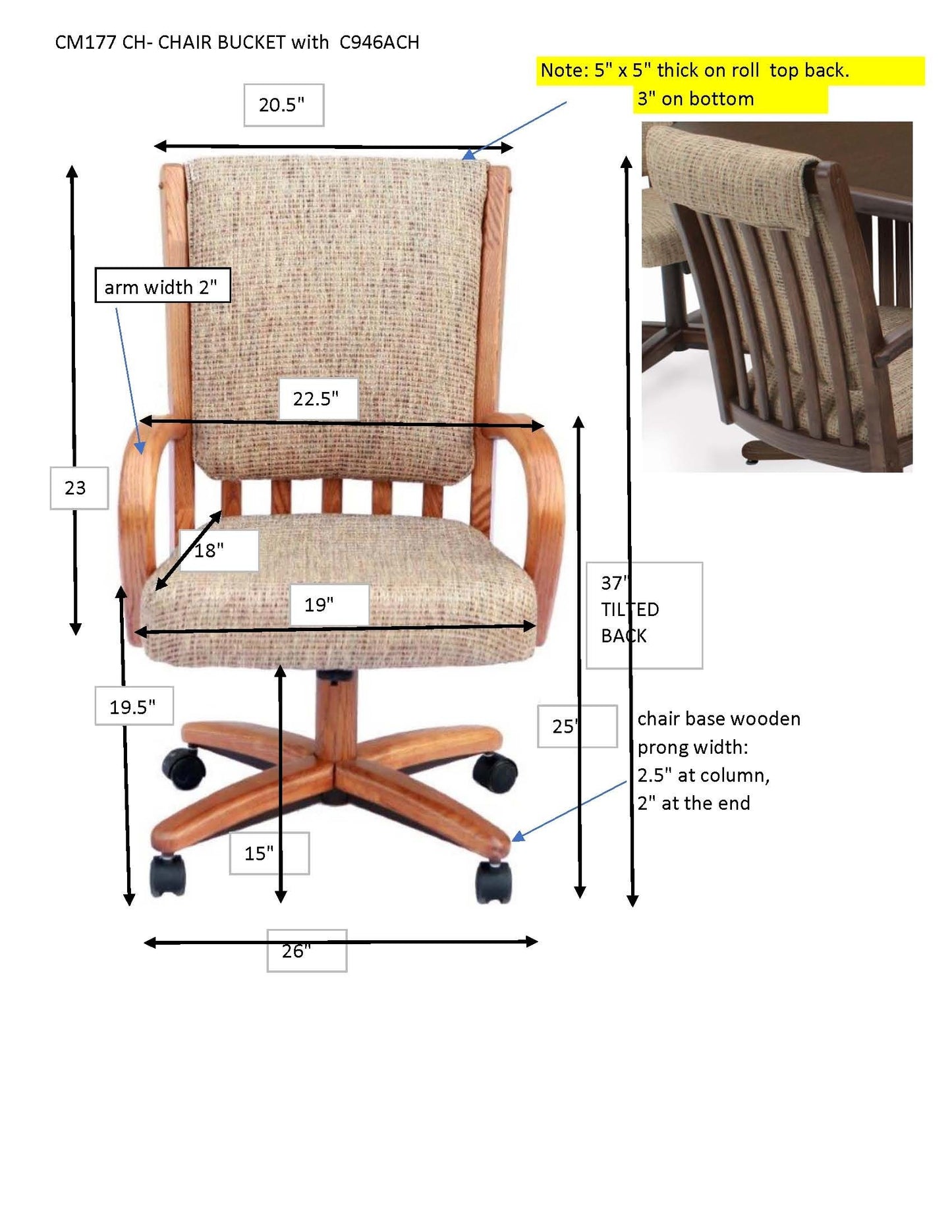 Chromcraft CM177-946CH Swivel Tilt Caster Chair Zip Ship