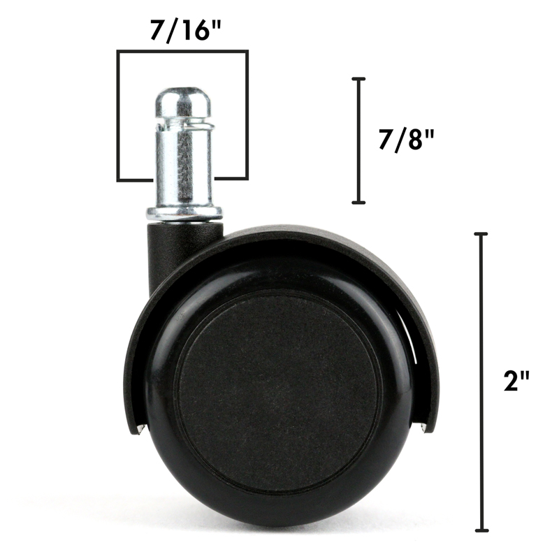 Chromcraft Black Soft Tread Casters For All Floors Set of 8