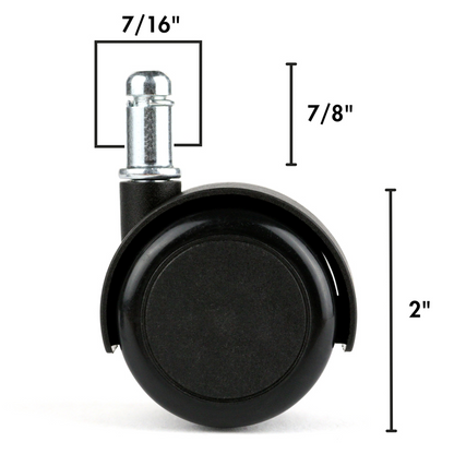 Chromcraft Black Soft Tread Casters For All Floors Set of 8