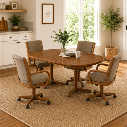 Chromcraft CM167-C946 and CD324-C466 Swivel Tilt Caster Chair Dining Set
