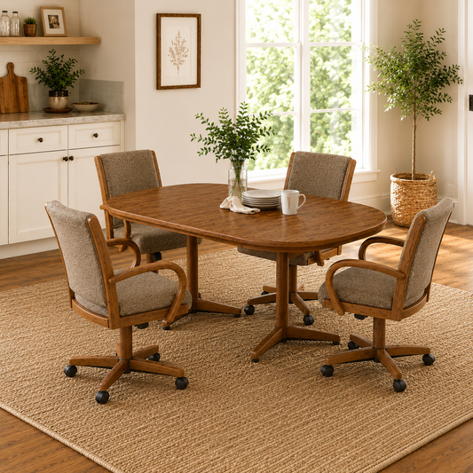 Chromcraft CM167-C946 and CD324-C466 Swivel Tilt Caster Chair Dining Set