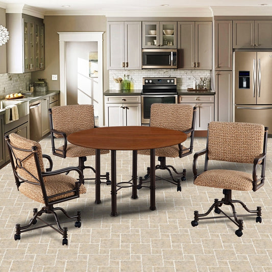 Callee Burnet Swivel Tilt Caster Laminate Wood Top Dinette Set