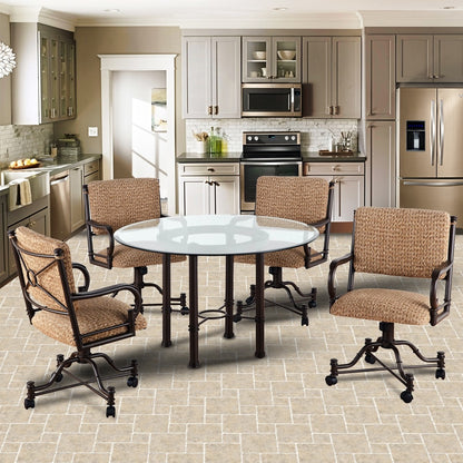 Callee Burnet Swivel Tilt Caster Dinette Set with Glass Top by Callee