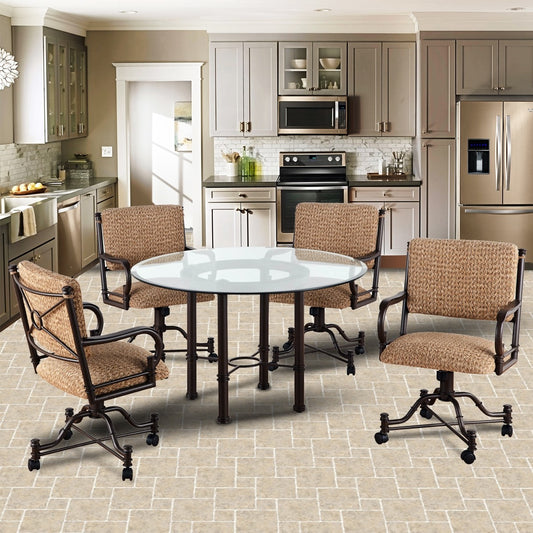 Callee Burnet Swivel Tilt Caster Dinette Set with Glass Top by Callee