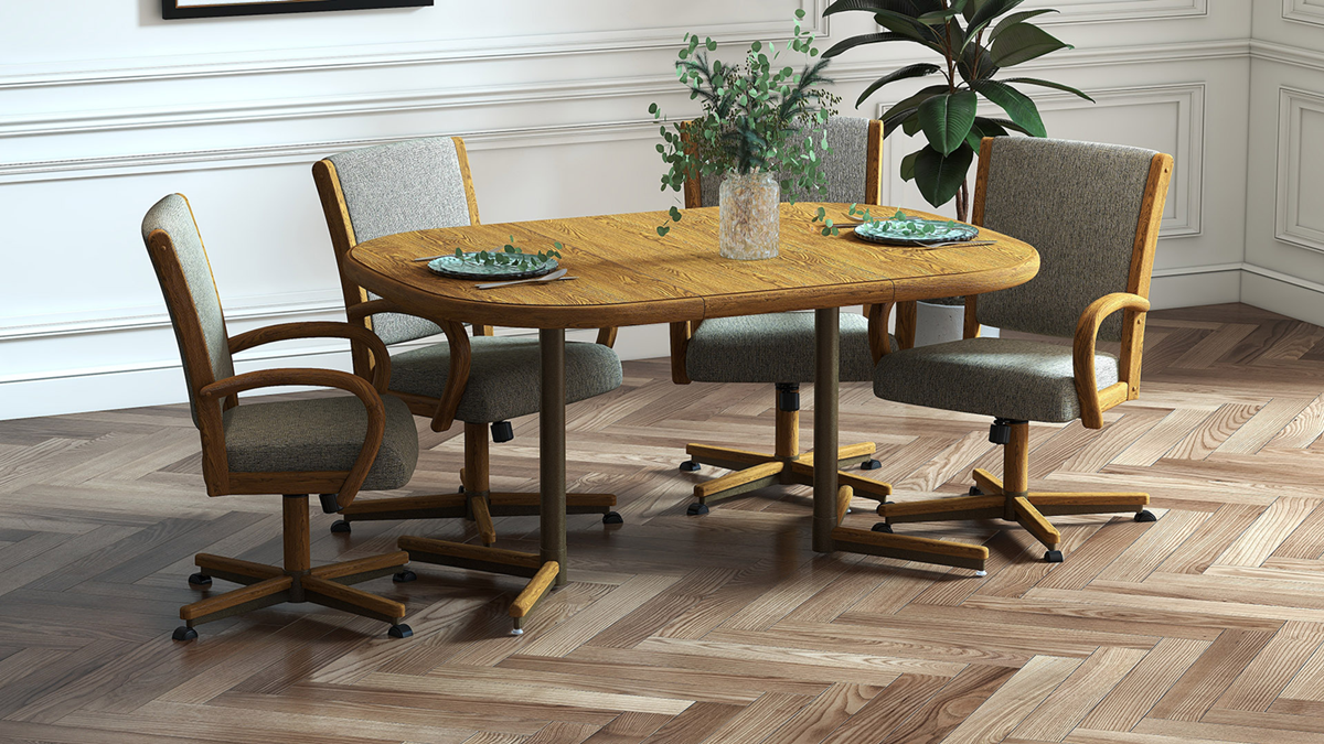 Chromcraft C167-846 and T324-466 Swivel Tilt Caster Chair Dining Set