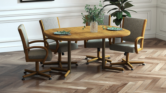 Chromcraft C167-846 and T324-466 Swivel Tilt Caster Chair Dining Set