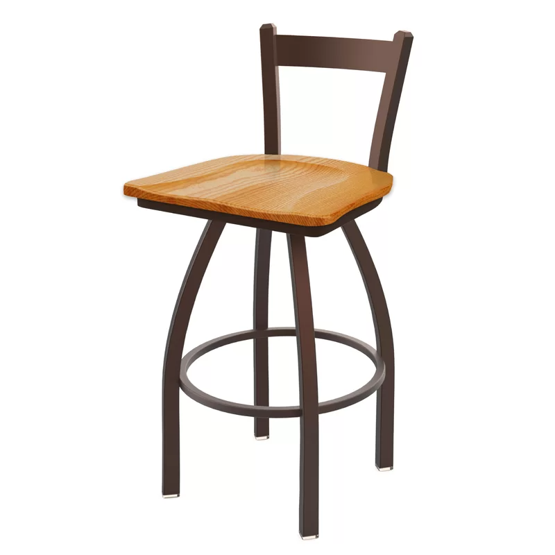 Scottsdale Commercial Grade 30" Low Back Metal & Wood Swivel Bar Stool