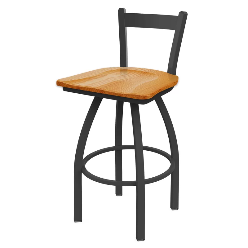 Scottsdale Commercial Grade 30" Low Back Metal & Wood Swivel Bar Stool