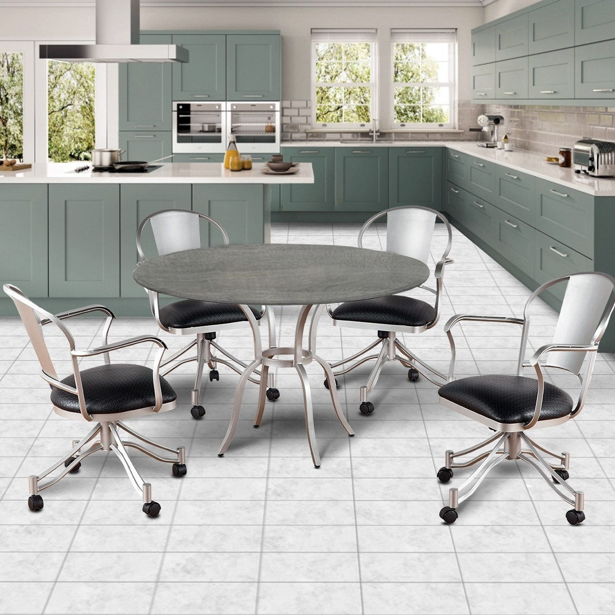 Callee Charleston Swivel Tilt Caster Laminate Wood Top Dinette Set