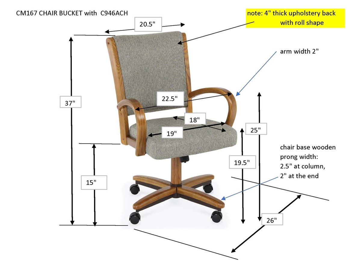 Chromcraft C167-946 Swivel Tilt Caster Arm Chair