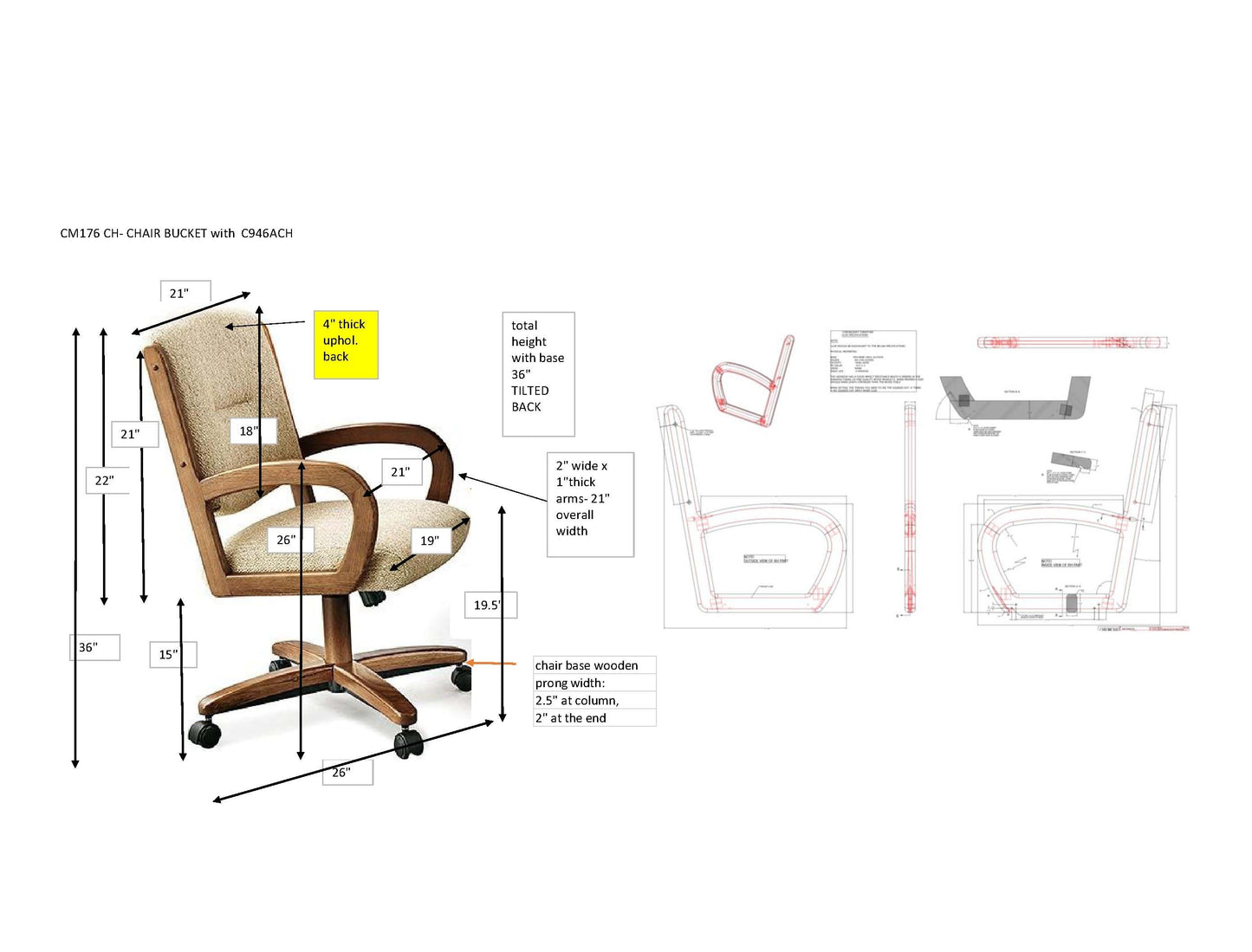Chromcraft  C176-946 Swivel Tilt Caster Chair