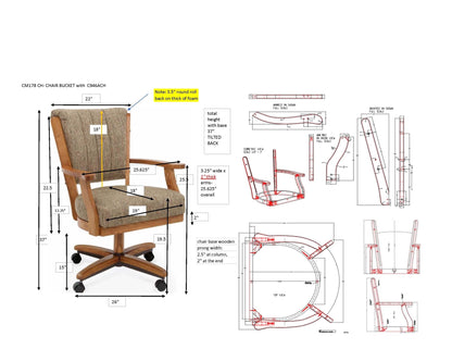 Chromcraft C178-946 swivel tilt caster arm chair