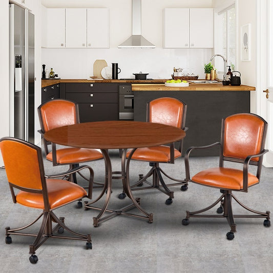 Dunhill Swivel Tilt Caster Laminate Wood Top Dinette Set by Callee