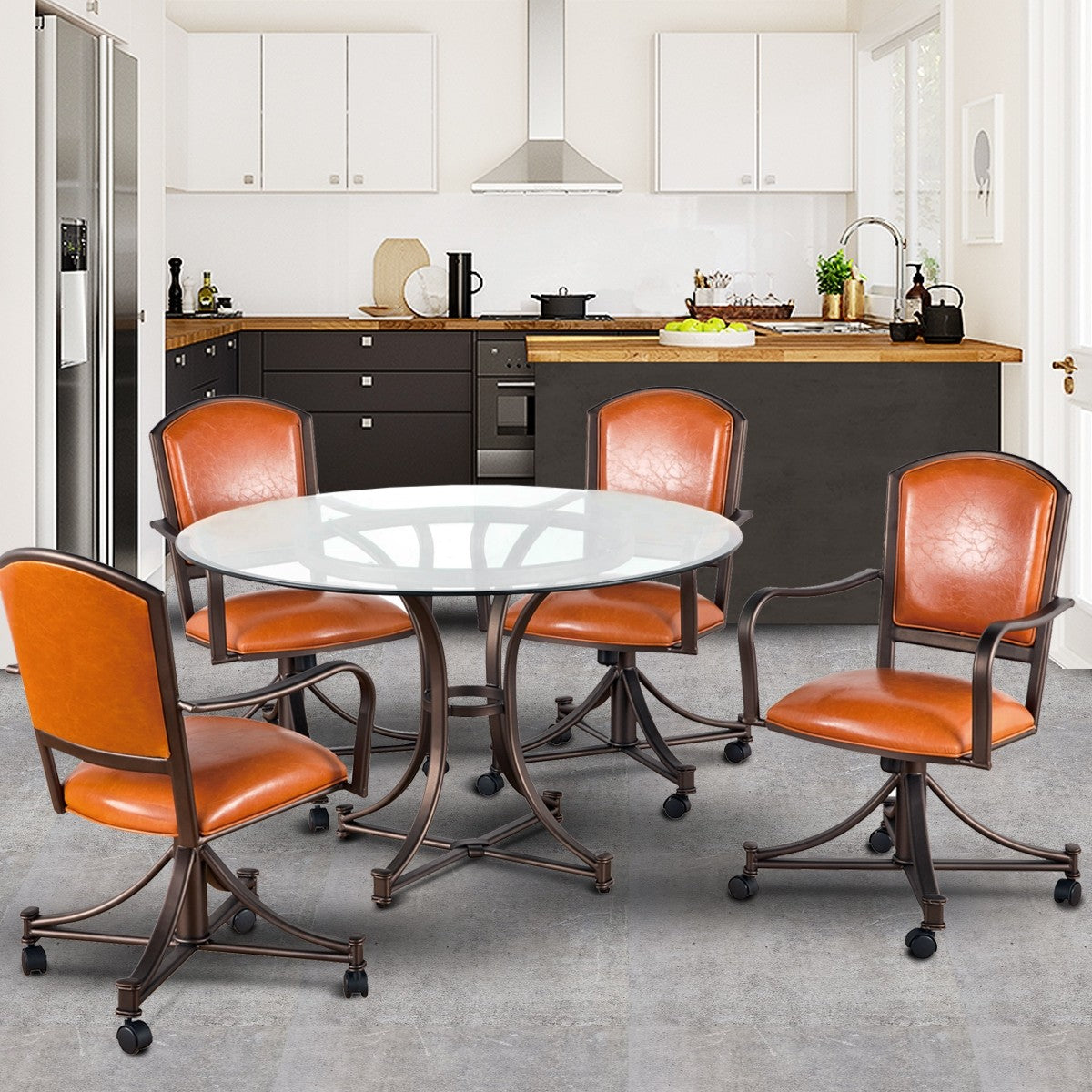 Callee Dunhill Swivel Tilt Glass Top Dining Set