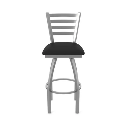 Superior Commercial Grade Swivel Counter Height Ladder Back Upholstered Bar Stool