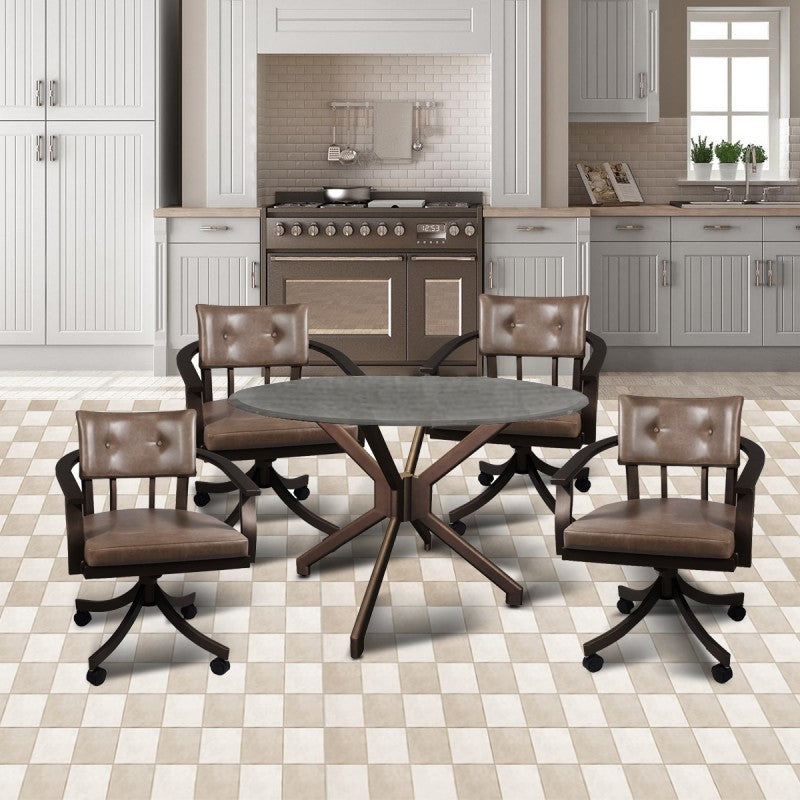 Kingston Swivel Tilt Caster Laminate Wood Top Dinette Set by Callee
