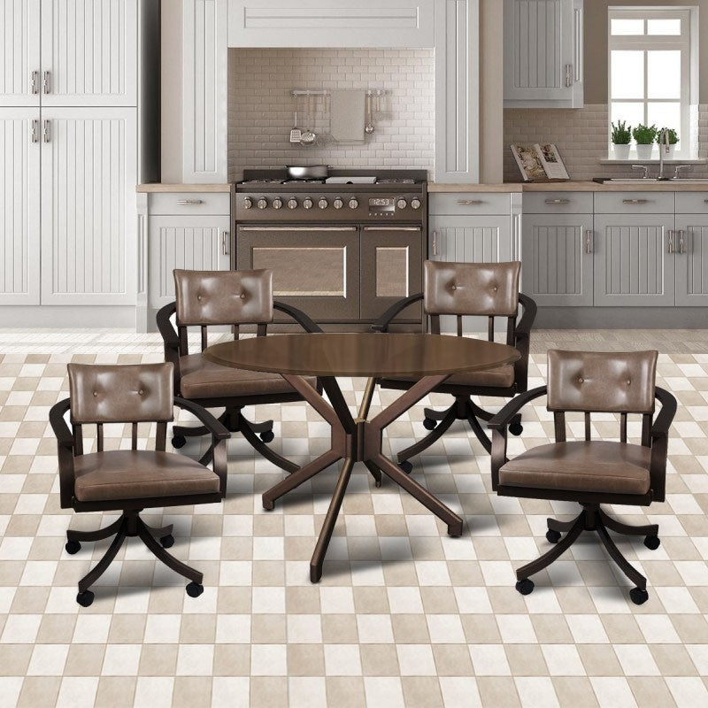 Kingston Swivel Tilt Caster Laminate Wood Top Dinette Set by Callee