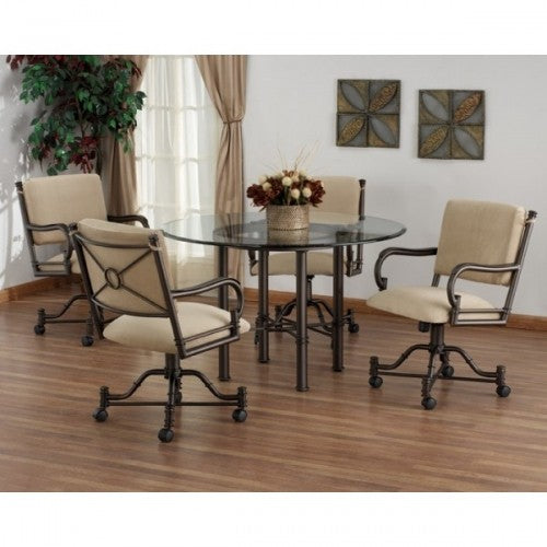 Callee Burnet Swivel Tilt Caster Dinette Set with Glass Top by Callee