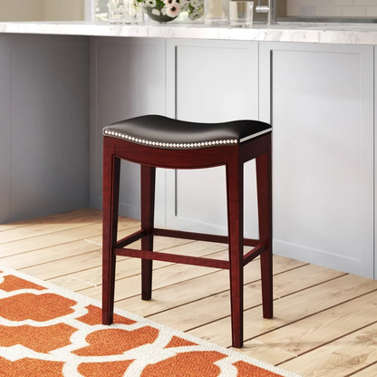 Thatcher Commercial Grade Wood Backless 30" Saddle Bar Stool