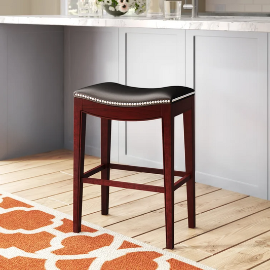 Thatcher Commercial Grade Wood Backless 30" Saddle Bar Stool