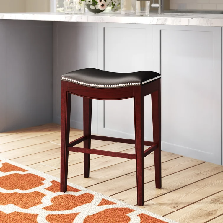 Thatcher Commercial Grade Wood Backless 25" Saddle Counter Stool