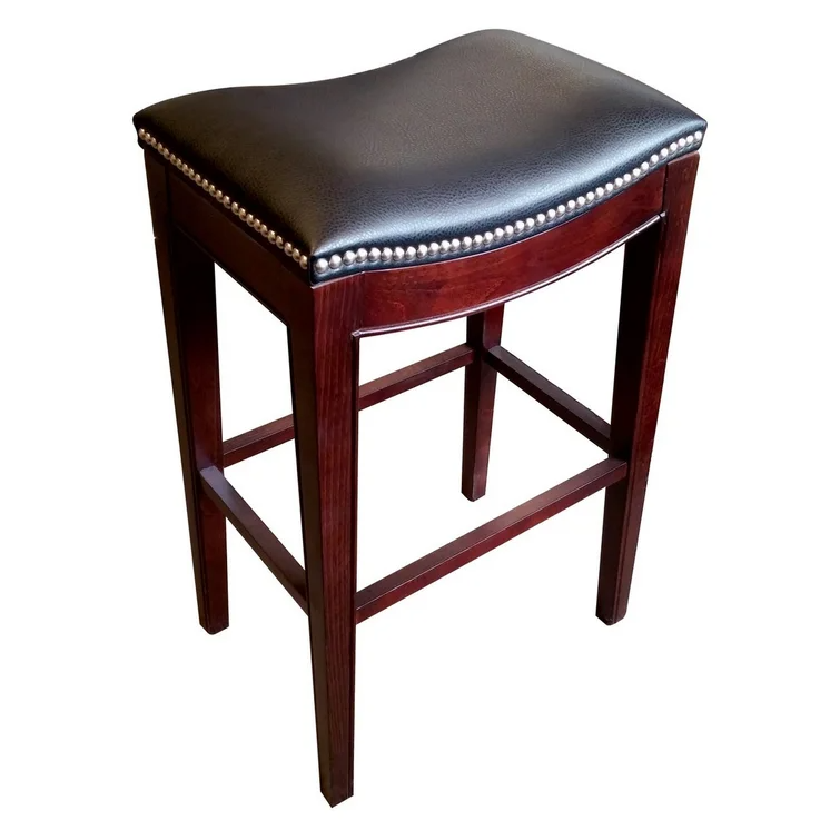 Thatcher Commercial Grade Wood Backless 30" Saddle Bar Stool