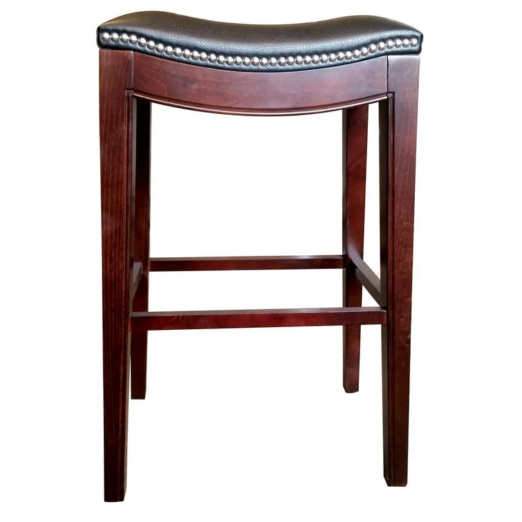 Thatcher Commercial Grade Wood Backless 25" Saddle Counter Stool