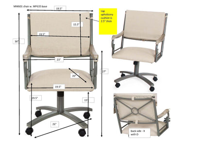 Chromcraft Metalcraft MM601 G&D Swivel Roller Rocker Dining Chair