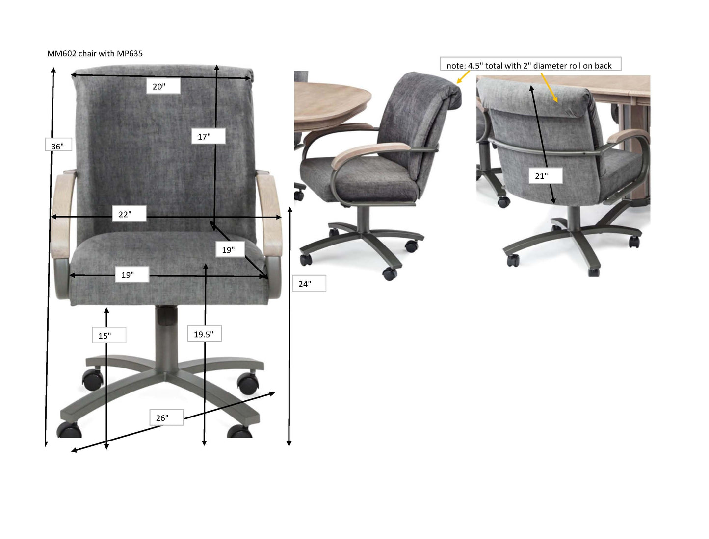 Chromcraft Metalcraft MM602 O&S Swivel Rocker Roller Dinette Chair