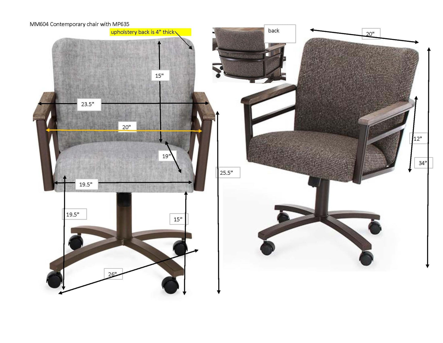 Chromcraft Metalcraft MM604 G&D Swivel Caster Dinette Chair