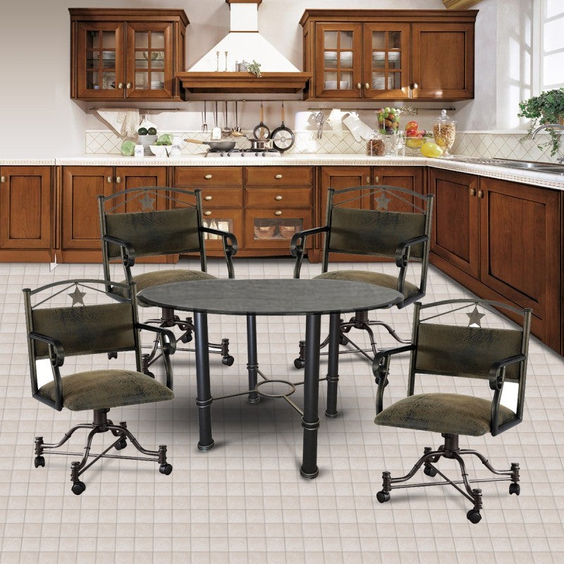 Texan Swivel Tilt Caster Laminate Wood Top Dinette Set by Callee