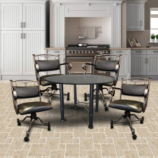 Wrangler Swivel Tilt Caster Laminate Wood Top Dinette Set by Callee